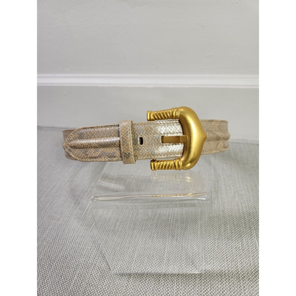 Escada Vintage Snake Print Leather Belt Size 40 Iridescent Made In Germany
